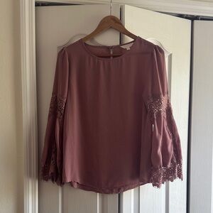 Adiva Dusty Rose Lace Sleeve Blouse